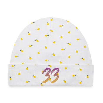 33 - Baby Premium Organic Mütze - Weiß/Zitronengelb - Vorne