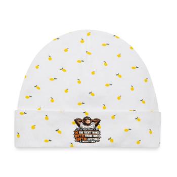 Dotherightthings - Baby Premium Organic Mütze - Weiß/Zitronengelb - Vorne