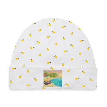 Insellandschaftsstrand und heißer Sand - Baby Premium Organic Mütze - Weiß/Zitronengelb - Vorne