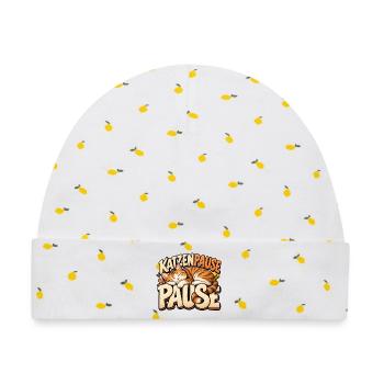 Katzenpause ist gut! Geschenkidee für Katzenfans - Baby Premium Organic Mütze - Weiß/Zitronengelb - Vorne