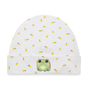 Frosch - Baby Premium Organic Mütze - Weiß/Zitronengelb - Vorne