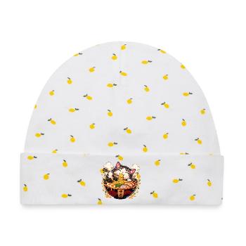 Süße Ramen-Katze – Kawaii Nudel-Liebe - Baby Premium Organic Mütze - Weiß/Zitronengelb - Vorne