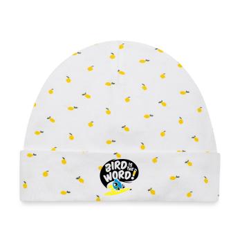 surfing bird - bird is the word - surfin bird - Baby Premium Organic Mütze - Weiß/Zitronengelb - Vorne