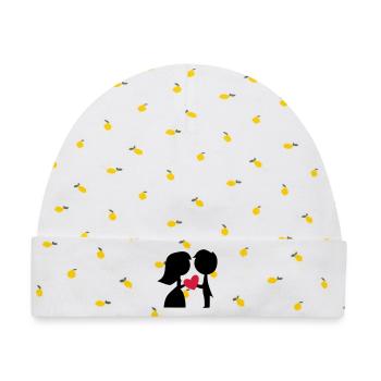 Lustige Geschenke zur Hochzeit - Baby Premium Organic Mütze - Weiß/Zitronengelb - Vorne