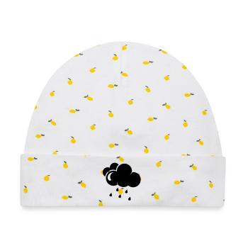 Wolke mit Regentropfen - Baby Premium Organic Mütze - Weiß/Zitronengelb - Vorne