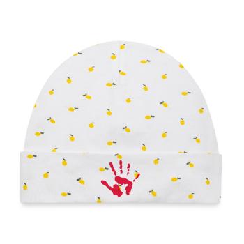 Abstrakte Handform mit lebendiger Farbe - Baby Premium Organic Mütze - Weiß/Zitronengelb - Vorne