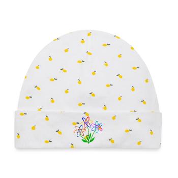 flower power, Atom, Atomkern, Blumen Atomenergie - Baby Premium Organic Mütze - Weiß/Zitronengelb - Vorne