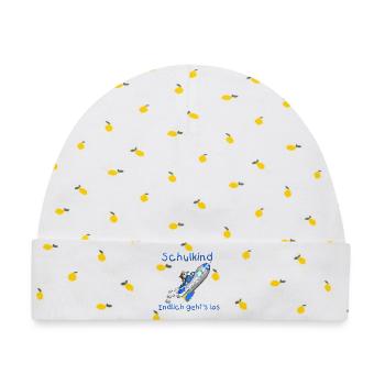 Schulkind - Schulanfang - Baby Premium Organic Mütze - Weiß/Zitronengelb - Vorne