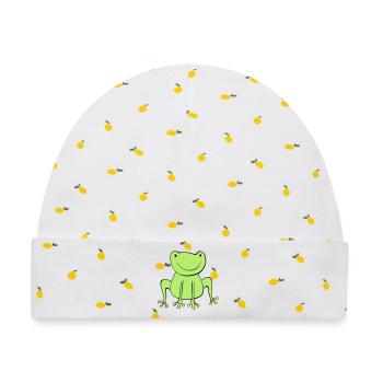 frosch - Baby Premium Organic Mütze - Weiß/Zitronengelb - Vorne