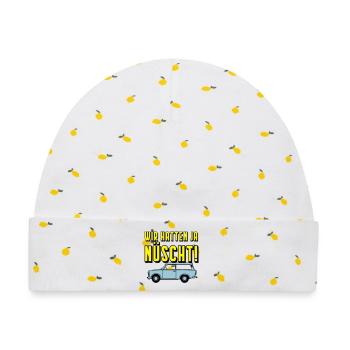 Universal Kombi , Wir hatten ja nüscht!(25 - Baby Premium Organic Mütze - Weiß/Zitronengelb - Vorne