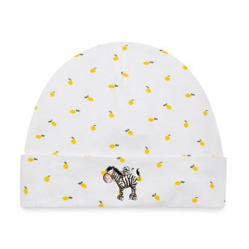 Zebra mit Katze - Baby Premium Organic Mütze - Weiß/Zitronengelb - Vorne