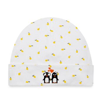 pinguine liebe valentinstag - Baby Premium Organic Mütze - Weiß/Zitronengelb - Vorne