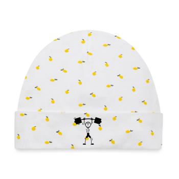 Gewichtheber-Logo, Emblem - Baby Premium Organic Mütze - Weiß/Zitronengelb - Vorne
