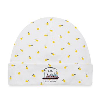 OZEANDAMPFER NORMANDIE NEW YORK LOUIS RUNEMBERG ADAGP - Baby Premium Organic Mütze - Weiß/Zitronengelb - Vorne