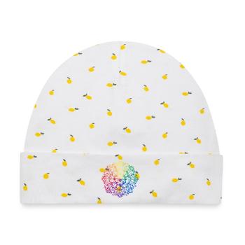 Flower Mandala - Baby Premium Organic Mütze - Weiß/Zitronengelb - Vorne