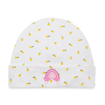Boho Regenbogen - Baby Premium Organic Mütze - Weiß/Zitronengelb - Vorne