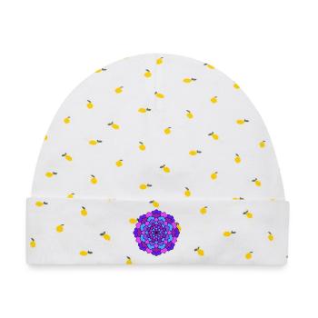 Flower-Mandala - Baby Premium Organic Mütze - Weiß/Zitronengelb - Vorne