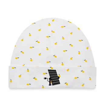 Solarpanel mit Stecker - Baby Premium Organic Mütze - Weiß/Zitronengelb - Vorne