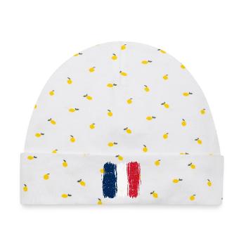 Pinselstrich Französische Flagge - Baby Premium Organic Mütze - Weiß/Zitronengelb - Vorne