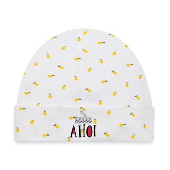 Ahoi - Baby Premium Organic Mütze - Weiß/Zitronengelb - Vorne