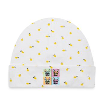 Bulldoggen Bild Abstrakt - Baby Premium Organic Mütze - Weiß/Zitronengelb - Vorne