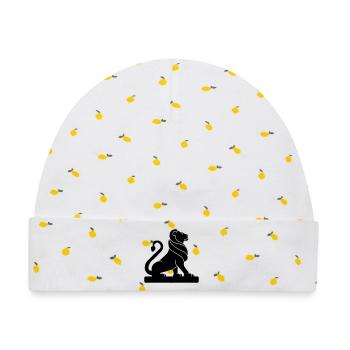 Löwen-Heraldik-Schattenfigur - Baby Premium Organic Mütze - Weiß/Zitronengelb - Vorne