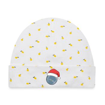 Boule Santa Petanque Outfit für Bouler zum boulen - Baby Premium Organic Mütze - Weiß/Zitronengelb - Vorne