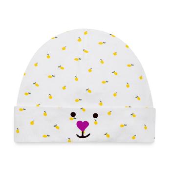 Eisbär Bär Kinderzimmer Herz Nase Tierliebe Kinder - Baby Premium Organic Mütze - Weiß/Zitronengelb - Vorne
