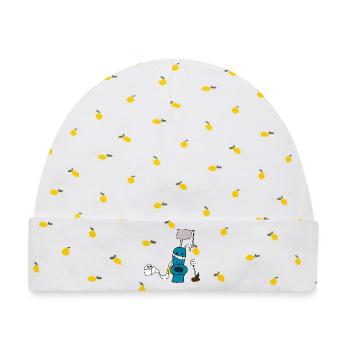 WC Toilette Bürste Klopapier Haufen Kot Kinder - Baby Premium Organic Mütze - Weiß/Zitronengelb - Vorne
