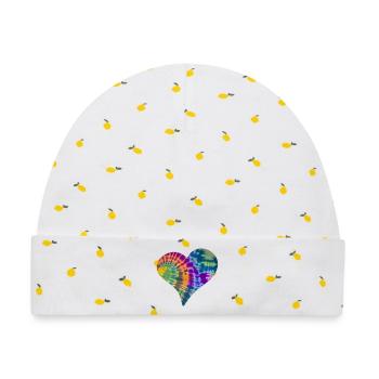 Tie Dye Herz - Baby Premium Organic Mütze - Weiß/Zitronengelb - Vorne