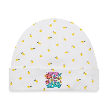 Vibes - Baby Premium Organic Mütze - Weiß/Zitronengelb - Vorne