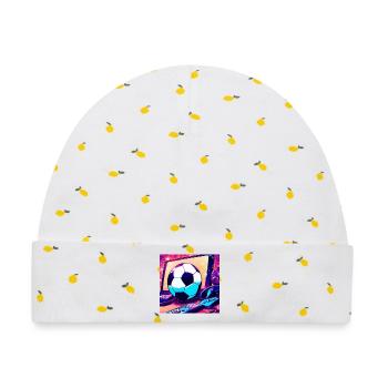 SpaceFootball - Baby Premium Organic Mütze - Weiß/Zitronengelb - Vorne