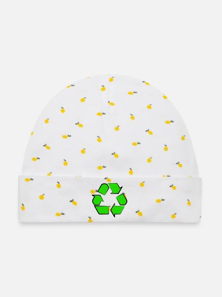 Neon Recycling Symbol - Baby Premium Organic Mütze - Weiß/Zitronengelb