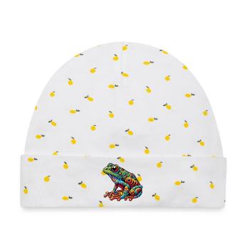 Frosch - Baby Premium Organic Mütze - Weiß/Zitronengelb - Vorne
