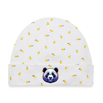 Panda - Baby Premium Organic Mütze - Weiß/Zitronengelb - Vorne