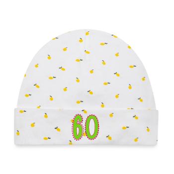 60. 60 JAHRE. 60. JAHRESTAG. 60. GEBURTSTAG. - Baby Premium Organic Mütze - Weiß/Zitronengelb - Vorne