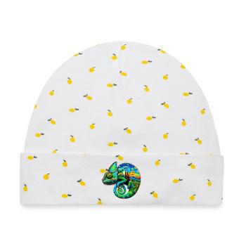 Van Gogh Chamäleon - Baby Premium Organic Mütze - Weiß/Zitronengelb - Vorne