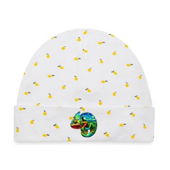 Van Gogh Chamäleon - Baby Premium Organic Mütze - Weiß/Zitronengelb - Vorne