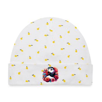 Papageitaucher - Baby Premium Organic Mütze - Weiß/Zitronengelb - Vorne