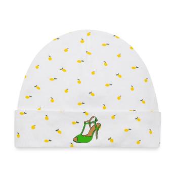 Schuh Damenschuh - Baby Premium Organic Mütze - Weiß/Zitronengelb - Vorne