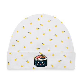 Sushi - Baby Premium Organic Mütze - Weiß/Zitronengelb - Vorne