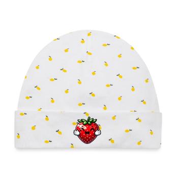 Erdbeeren Erdbeeren - Baby Premium Organic Mütze - Weiß/Zitronengelb - Vorne