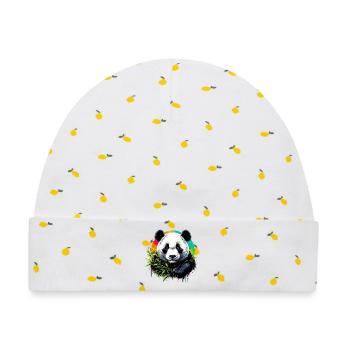 Panda - Baby Premium Organic Mütze - Weiß/Zitronengelb - Vorne