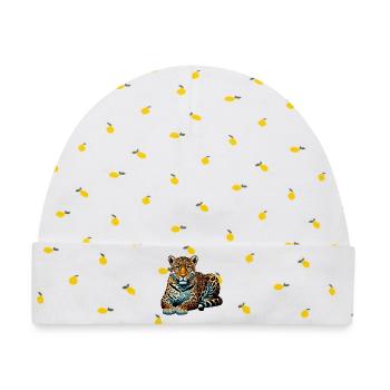 Leopard - Baby Premium Organic Mütze - Weiß/Zitronengelb - Vorne