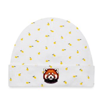 Kleiner Panda - Baby Premium Organic Mütze - Weiß/Zitronengelb - Vorne