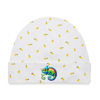 Chamäleon - Baby Premium Organic Mütze - Weiß/Zitronengelb - Vorne