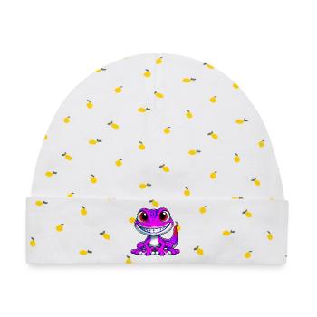 Gecko - Baby Premium Organic Mütze - Weiß/Zitronengelb - Vorne
