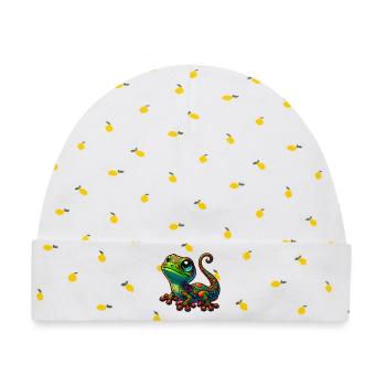 Gecko - Baby Premium Organic Mütze - Weiß/Zitronengelb - Vorne