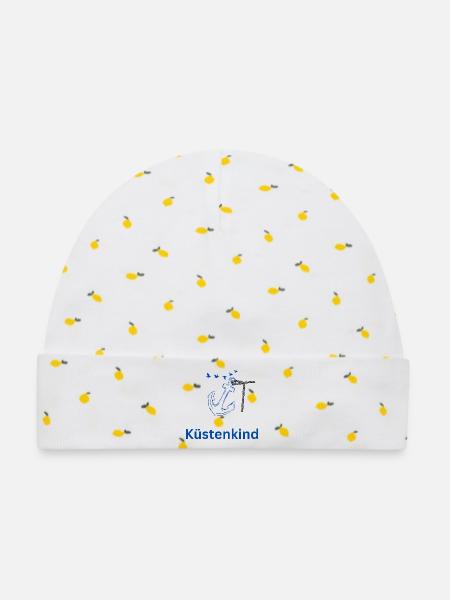 Küstenkind - Baby Premium Organic Mütze - Weiß/Zitronengelb