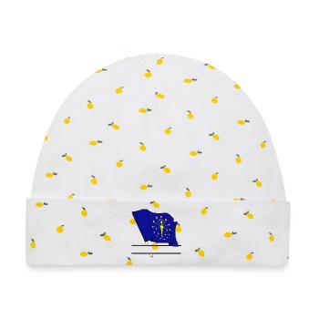 Flagge Indiana Textbanner - Baby Premium Organic Mütze - Weiß/Zitronengelb - Vorne